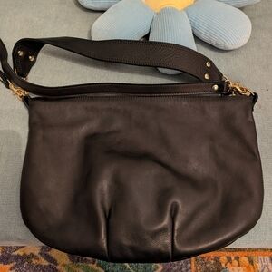 Clare V Moyen Messenger Black Leather
